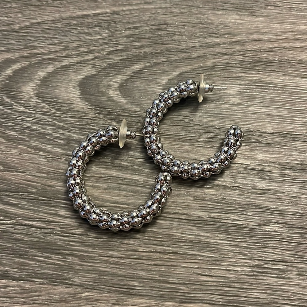 Silver Box Chain Hoops